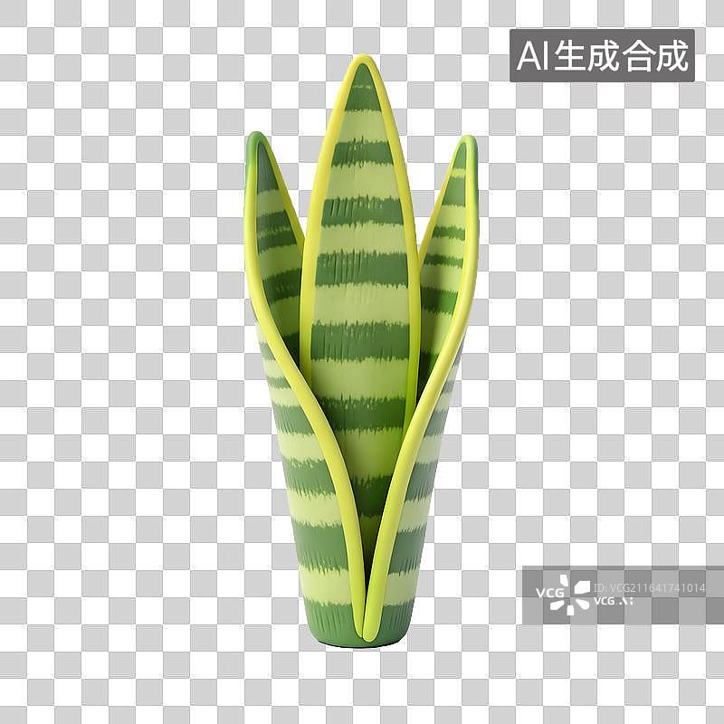 【AI数字艺术】卡通风格虎皮兰绿植盆栽装饰摆件图片素材