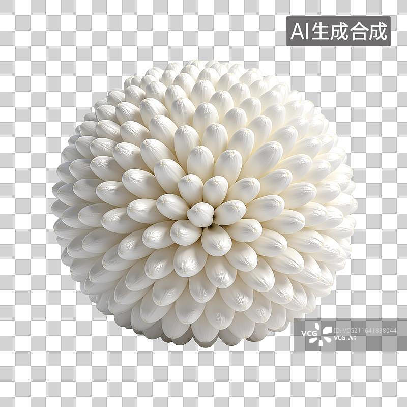 【AI数字艺术】中式洁白团状菊花造型装饰元素图片素材