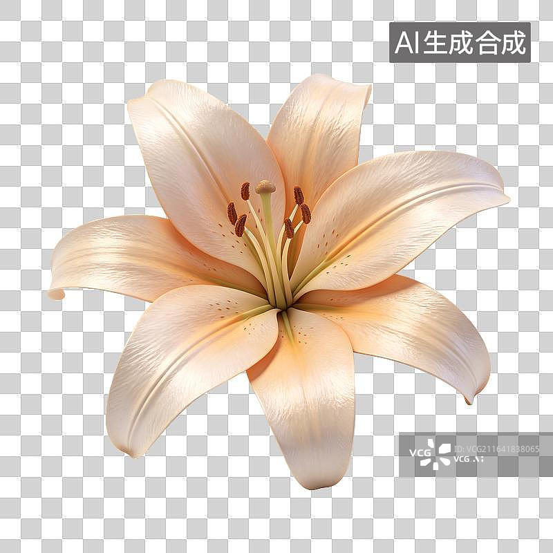 【AI数字艺术】浅香槟色盛开百合花特写花卉素材图片素材
