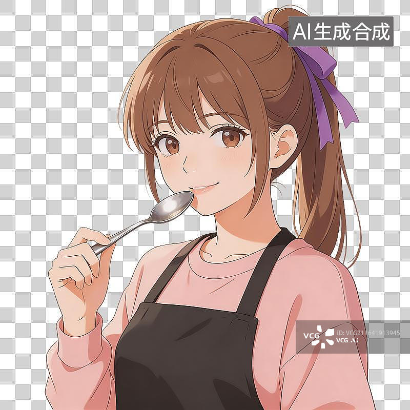 【AI数字艺术】[免抠PNG素材]微笑的女厨师手持勺子肖像图片素材