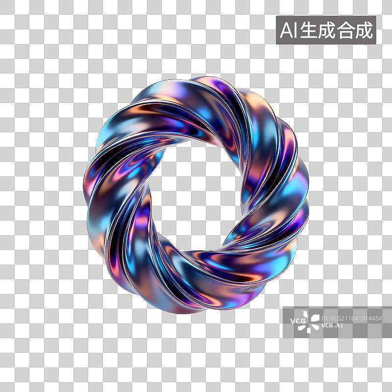 【AI数字艺术】[免抠PNG素材]炫彩扭曲环形金属雕塑图片素材