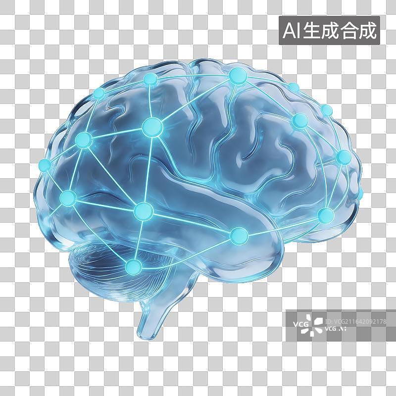 【AI数字艺术】透明大脑神经网络连接图片素材