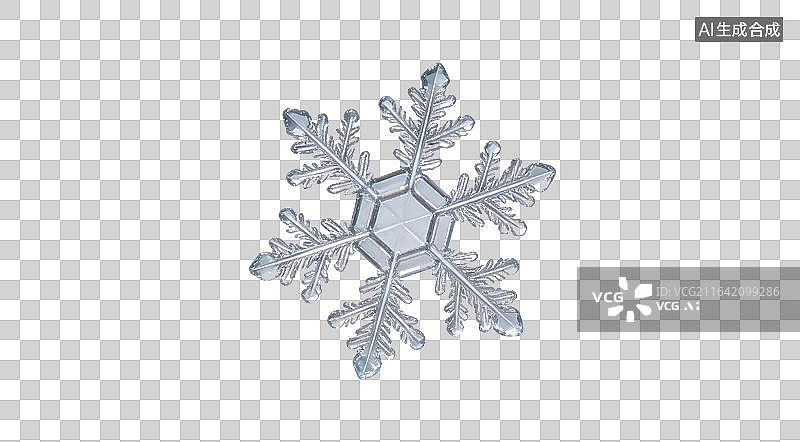【AI数字艺术】精致六角形雪花晶体特写图片素材