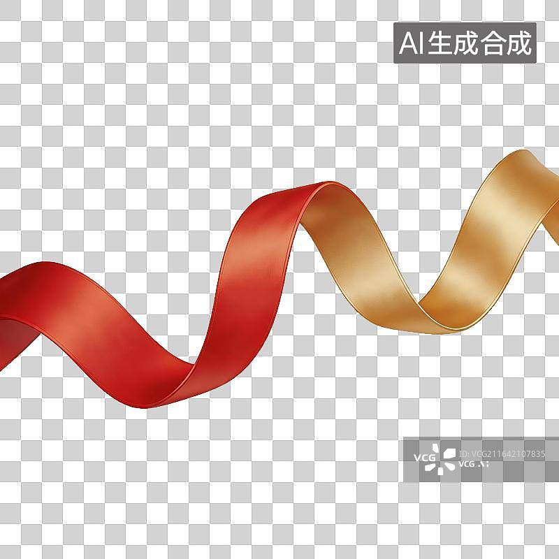 【AI数字艺术】红色与金色丝带交织图片素材