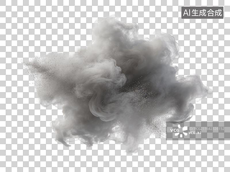 【AI数字艺术】灰白色烟尘粉尘云团素材图片素材