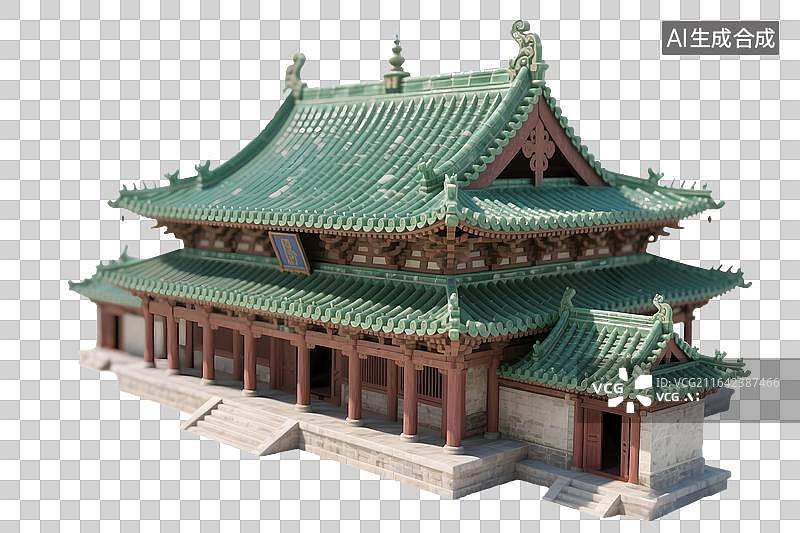 【AI数字艺术】十字脊歇山顶殿堂 中国传统古建模型图片素材