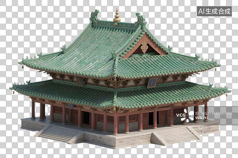 【AI数字艺术】十字脊歇山顶殿堂 中国传统古建模型图片素材