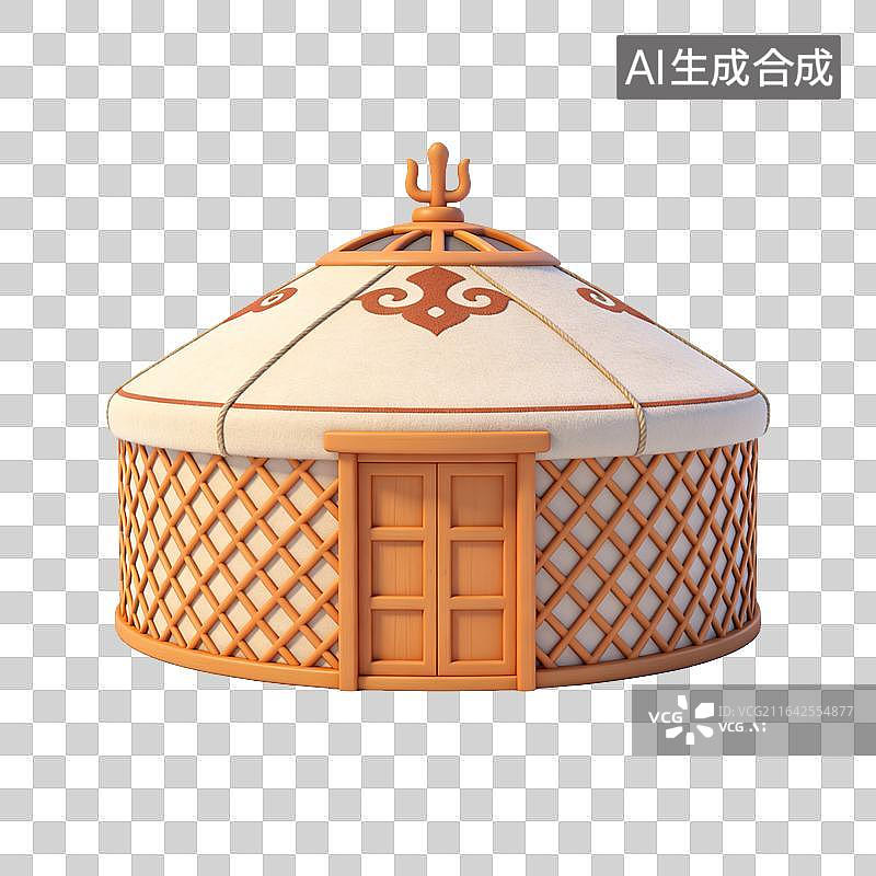 【AI数字艺术】国风卡通蒙古包传统游牧民族建筑图片素材