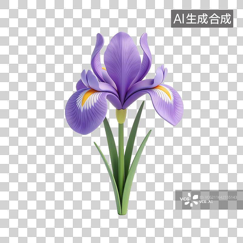 【AI数字艺术】紫色鸢尾花清新立体花卉装饰图片素材