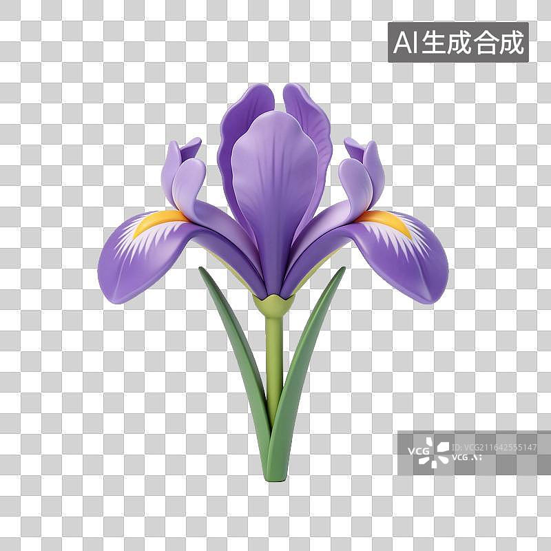 【AI数字艺术】清新鸢尾花立体装饰花艺元素图片素材