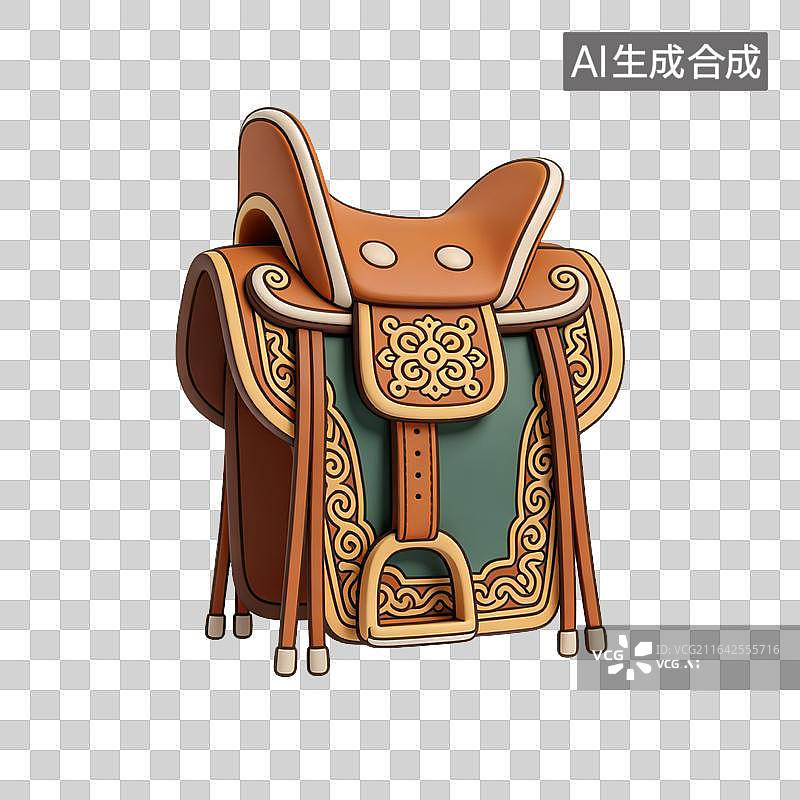 【AI数字艺术】国风传统雕花马鞍装饰3D立体物件图片素材