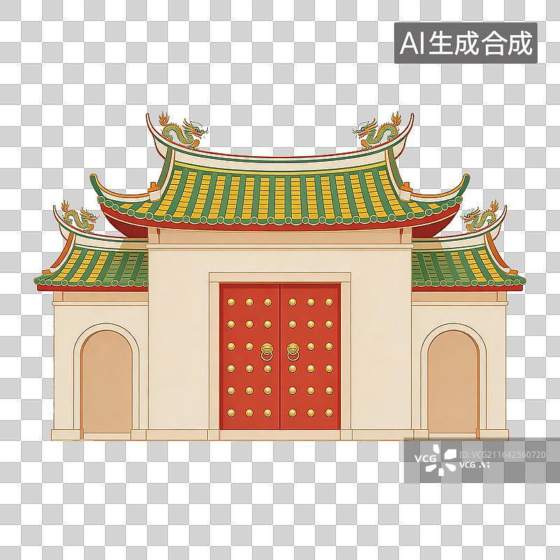 【AI数字艺术】传统中式建筑门楼图片素材