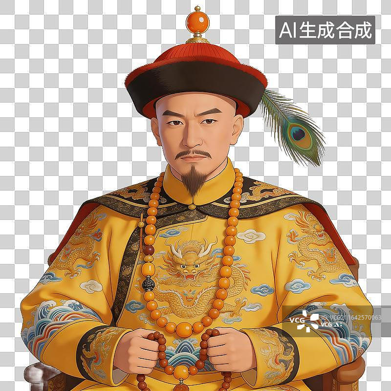 【AI数字艺术】身穿龙袍的古代帝王肖像图片素材