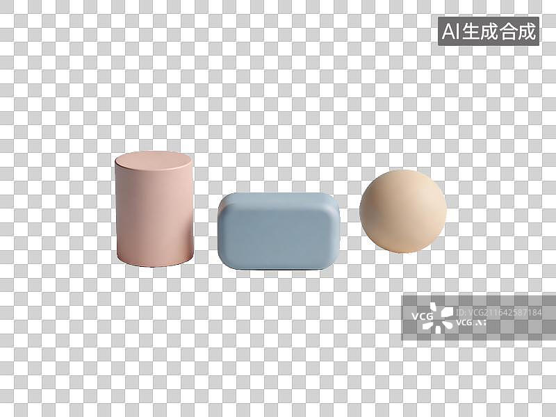 【AI数字艺术】三个几何形体并排摆放图片素材