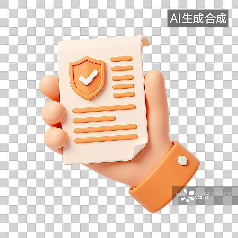 【AI数字艺术】手持文件证书图标图片素材
