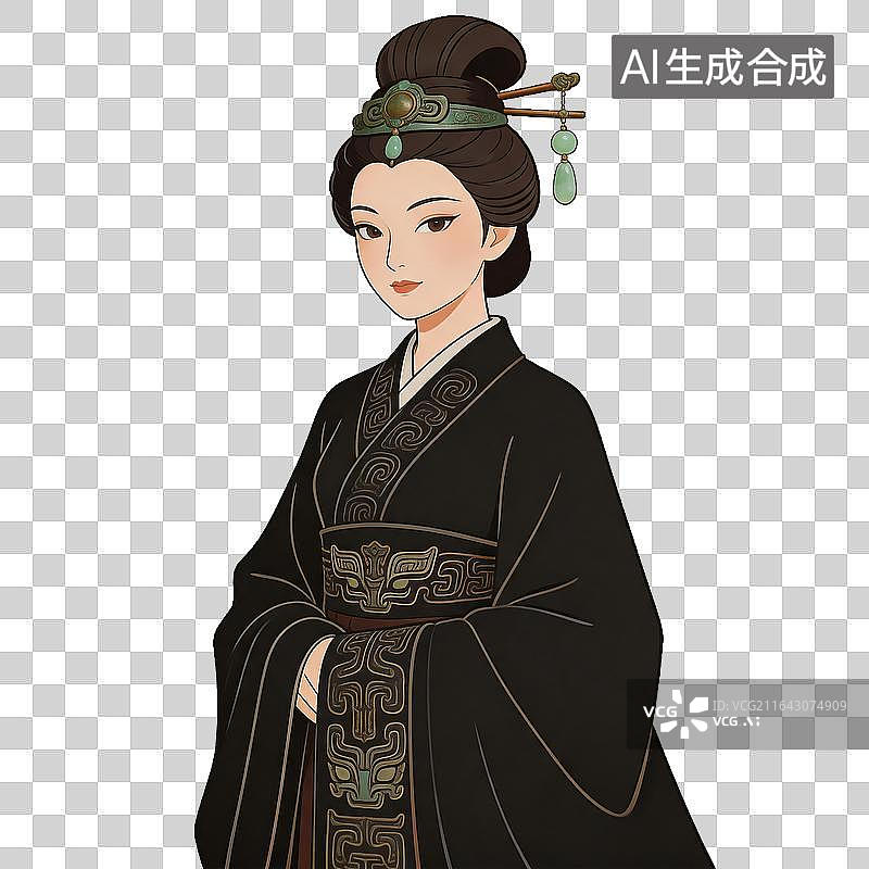 【AI数字艺术】古代女子身穿传统服饰图片素材