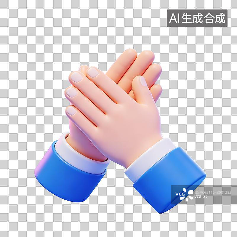 【AI数字艺术】双手合十的卡通手部形象图片素材