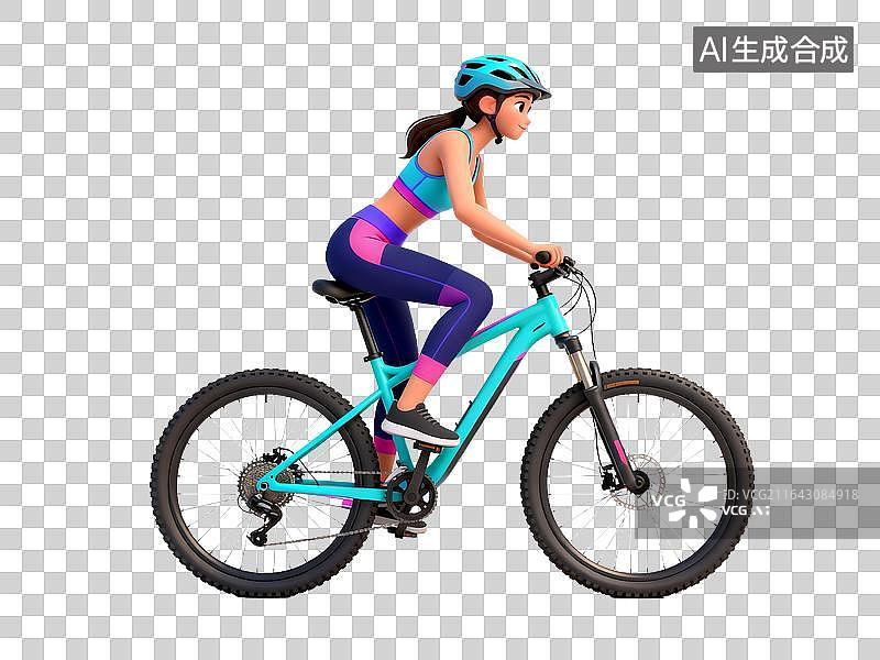 【AI数字艺术】年轻女性户外骑行山地车图片素材