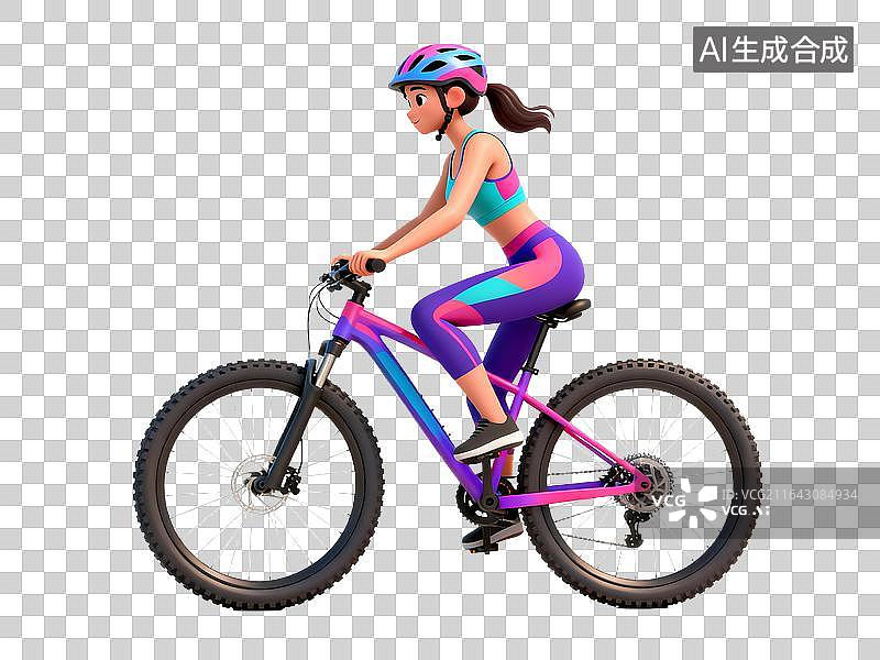 【AI数字艺术】年轻女性户外骑行山地车图片素材
