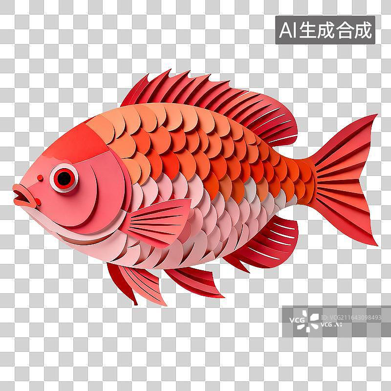 【AI数字艺术】手工折纸胭脂鱼艺术摆件图片素材