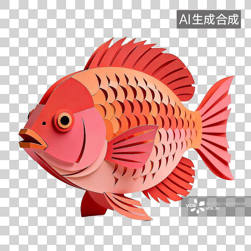 【AI数字艺术】手工折纸胭脂鱼艺术摆件图片素材