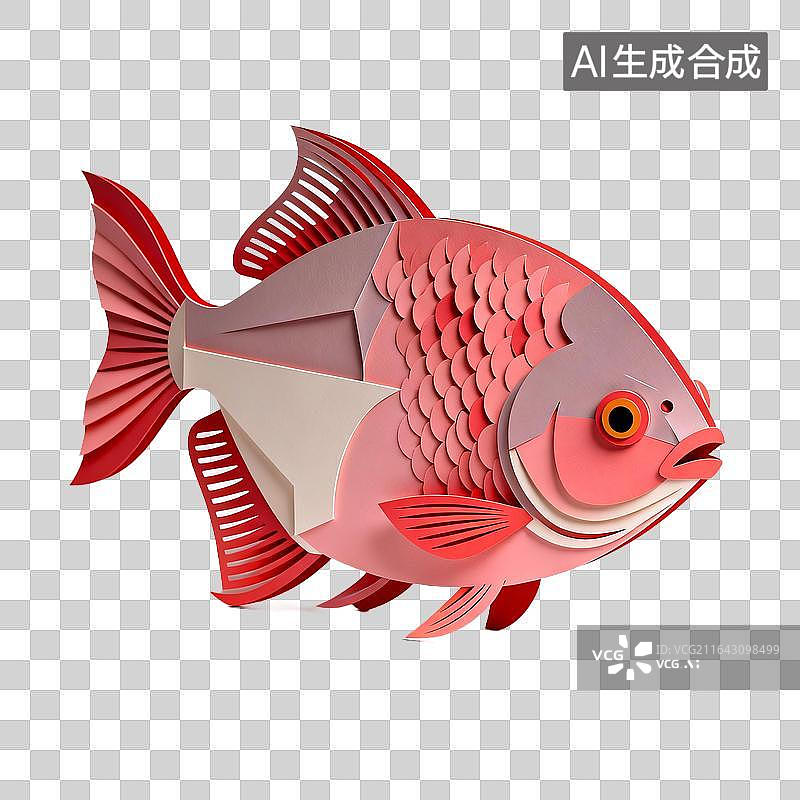 【AI数字艺术】手工折纸胭脂鱼艺术摆件图片素材