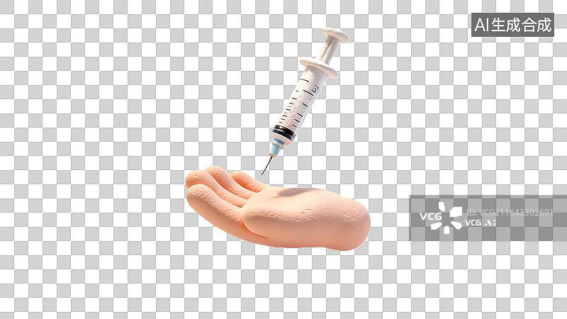 【AI数字艺术】卡通手握注射器医疗主题图片素材