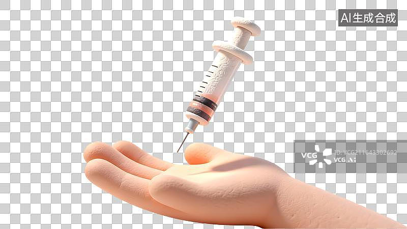 【AI数字艺术】手托注射器医疗概念图图片素材