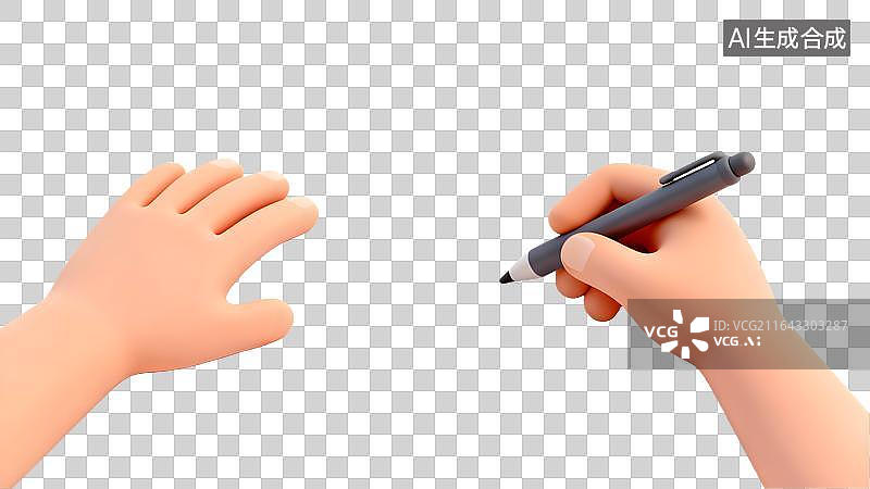 【AI数字艺术】卡通手握笔书写姿态图片素材