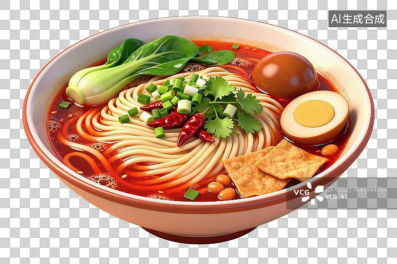 【AI数字艺术】卡通风格，一碗美味的牛肉面PNG格式的免扣元素图片素材
