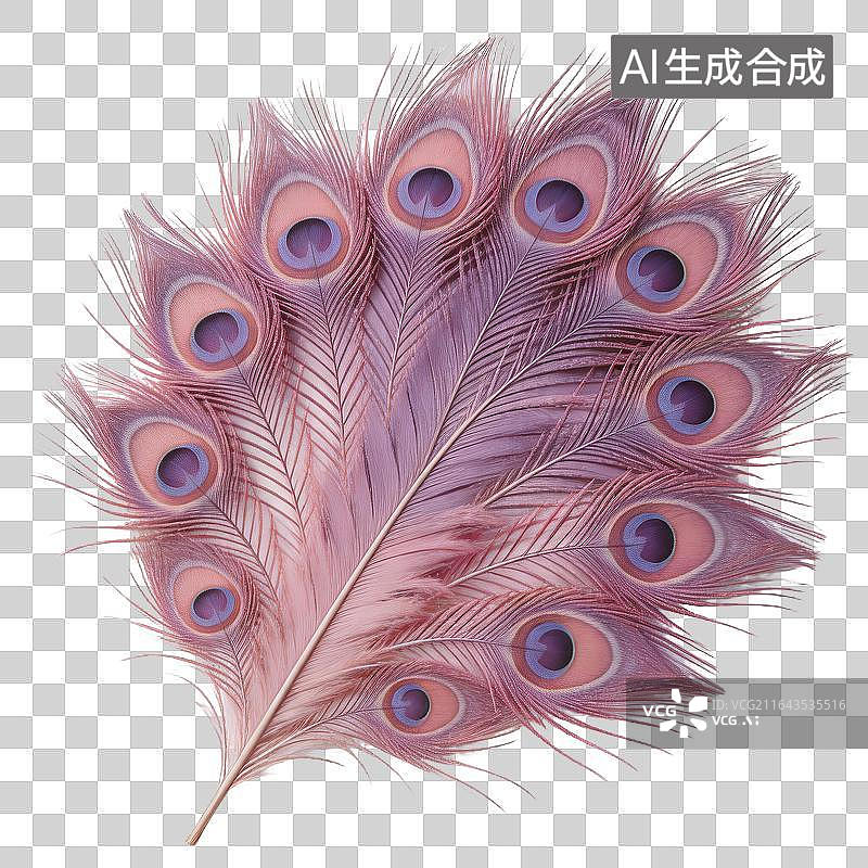 【AI数字艺术】粉紫色孔雀羽毛装饰摆件图片素材