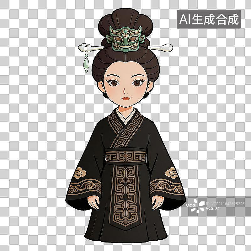 【AI数字艺术】古风女子身穿传统服饰图片素材
