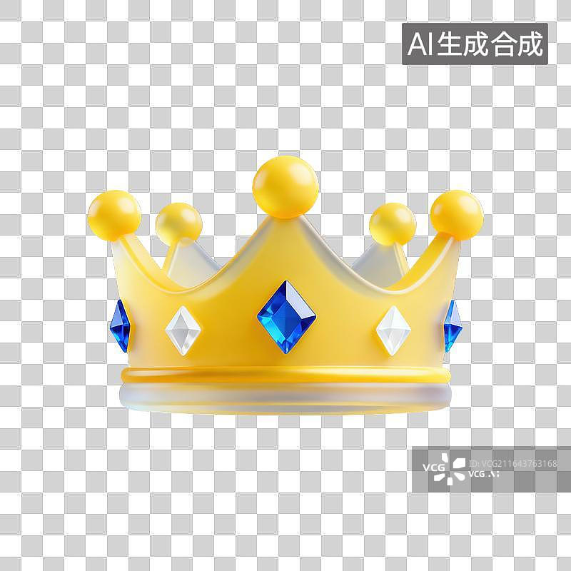 【AI数字艺术】3D磨砂玻璃材质皇冠王冠尊贵王权元素图片素材