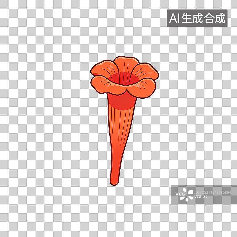 【AI数字艺术】国风手绘中药材凌霄花插画图片素材
