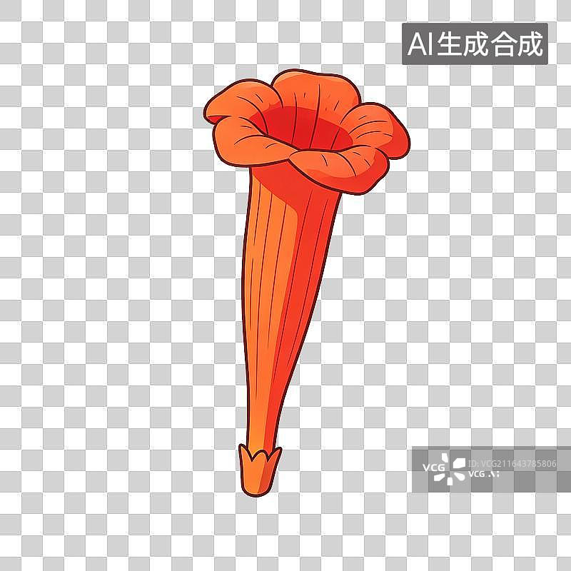 【AI数字艺术】卡通凌霄花传统中医药用植物插画图片素材