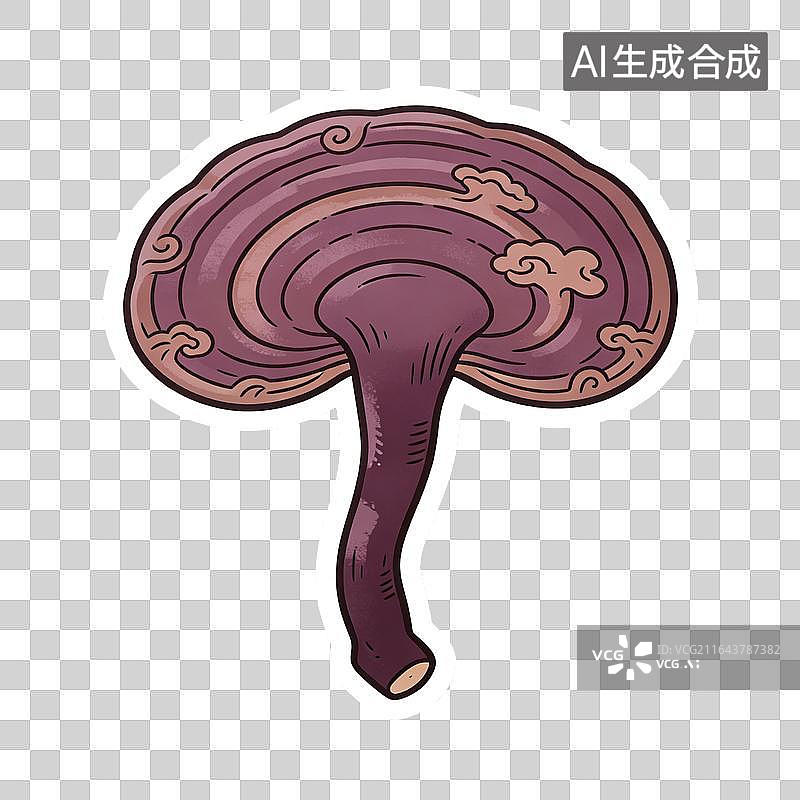 【AI数字艺术】国风手绘灵芝中式传统中医元素图案图片素材