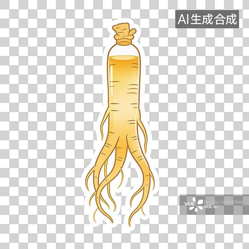 【AI数字艺术】创意人参造型中式滋补养生药酒插画图片素材