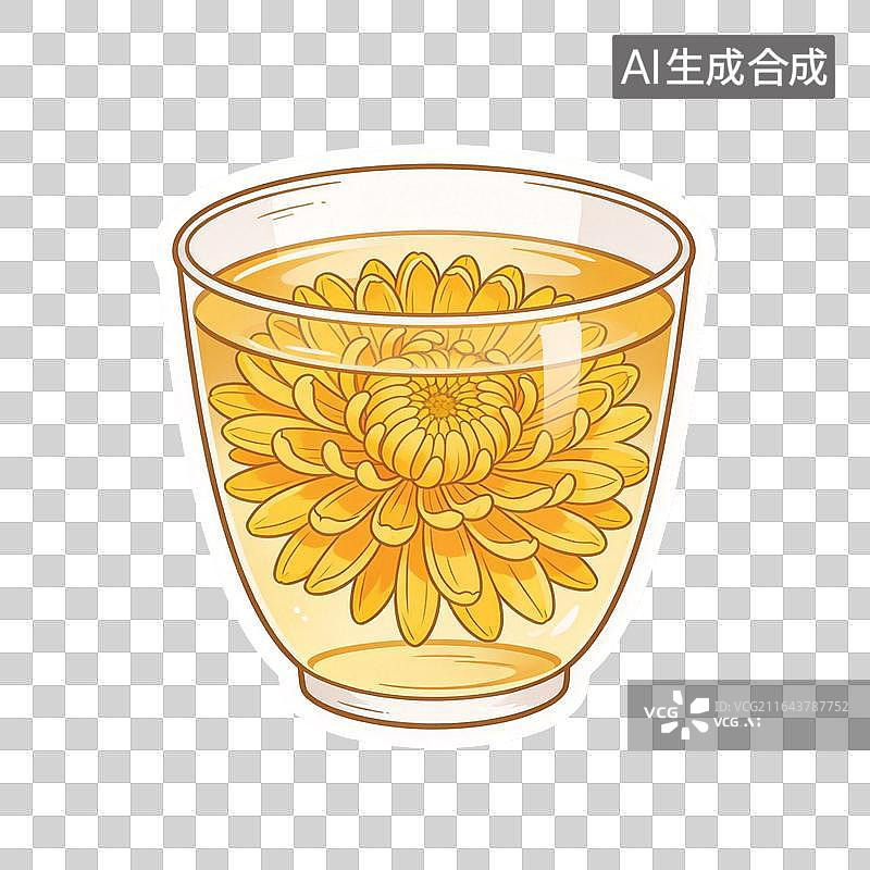 【AI数字艺术】中式玻璃杯泡菊花茶传统中医养生饮品图片素材