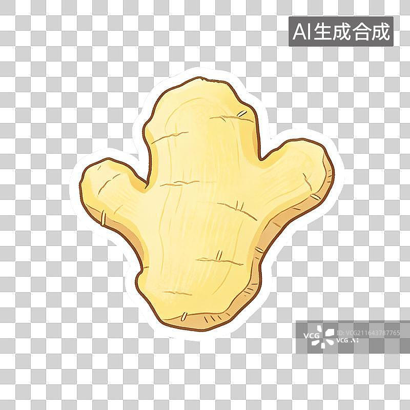 【AI数字艺术】中式手绘切片生姜中医养生食材图片素材