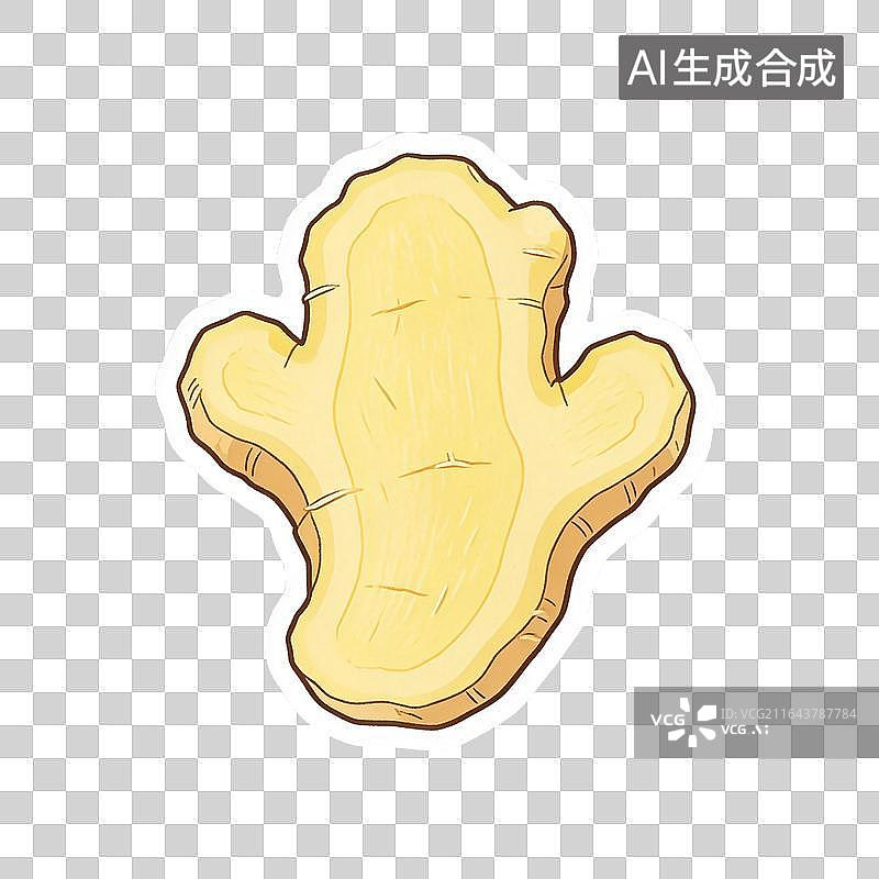 【AI数字艺术】中医养生卡通生姜切片插画元素图片素材