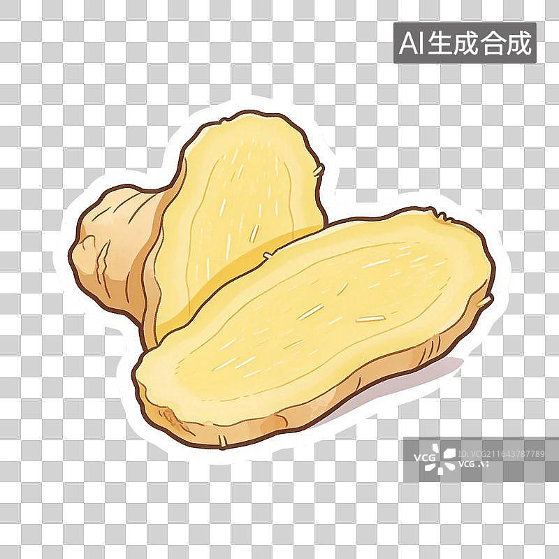 【AI数字艺术】卡通手绘中药材生姜中医元素插画图片素材