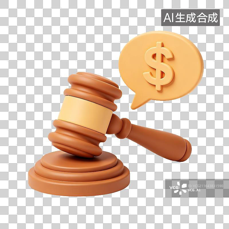 【AI数字艺术】法槌与美元符号对话框图片素材