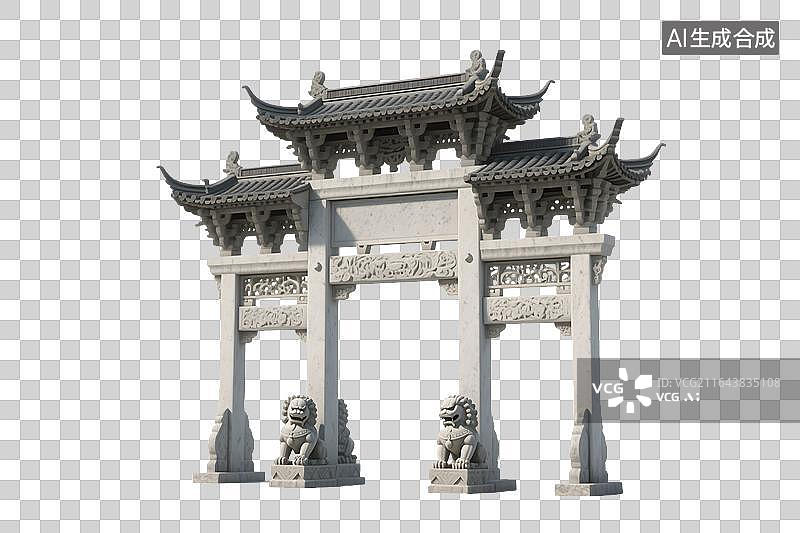 【AI数字艺术】中式石雕牌坊图片素材