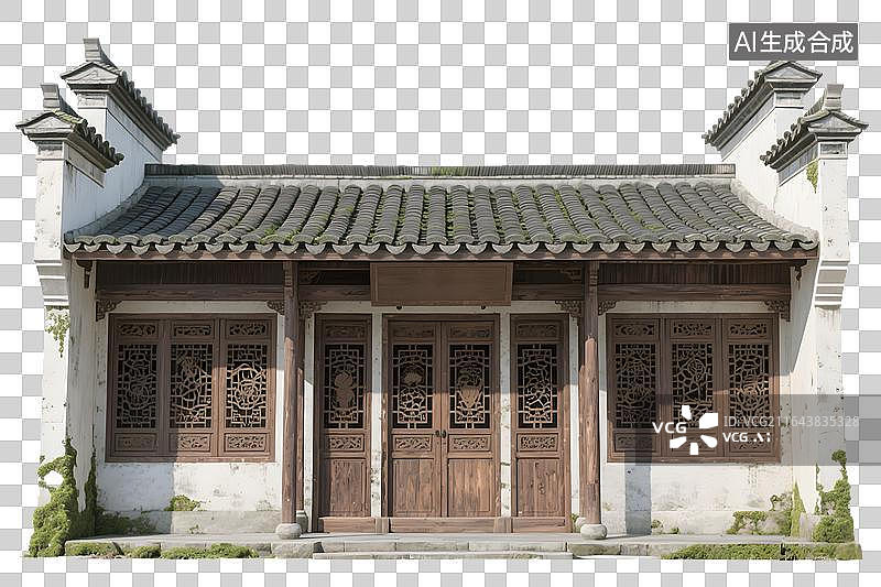 【AI数字艺术】徽派传统建筑 中式古建筑 白墙灰瓦图片素材