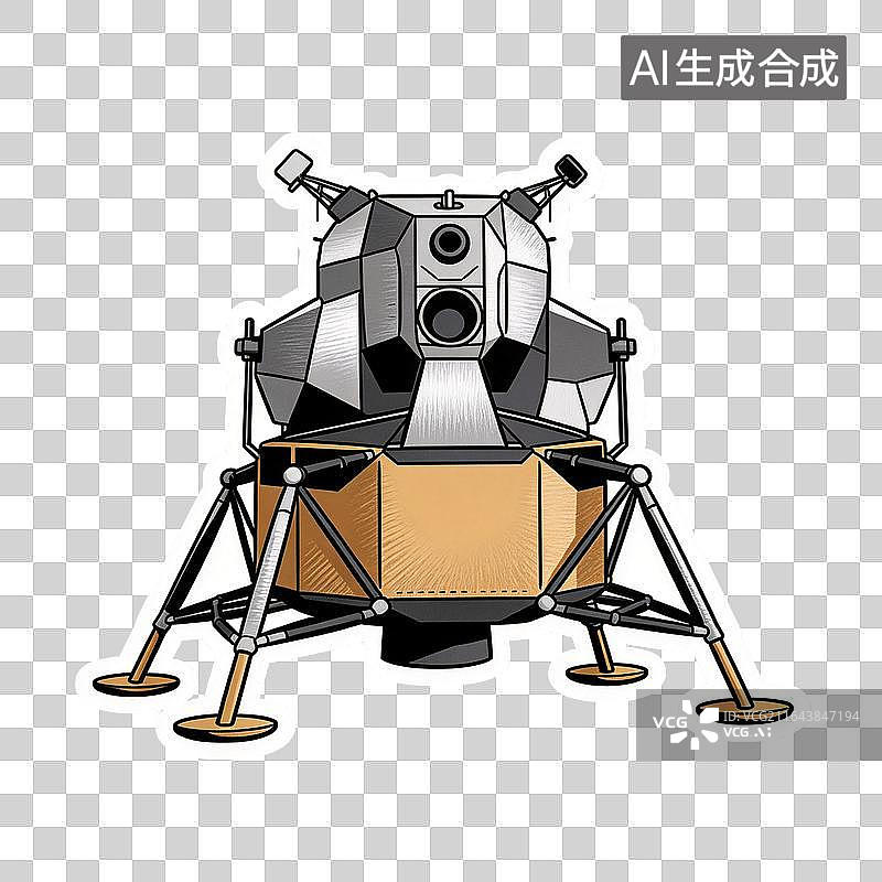 【AI数字艺术】卡通月球着陆器航天探测器插画图片素材