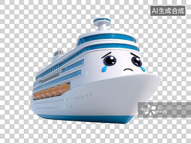 【AI数字艺术】拟人化卡通流泪轮船图片素材