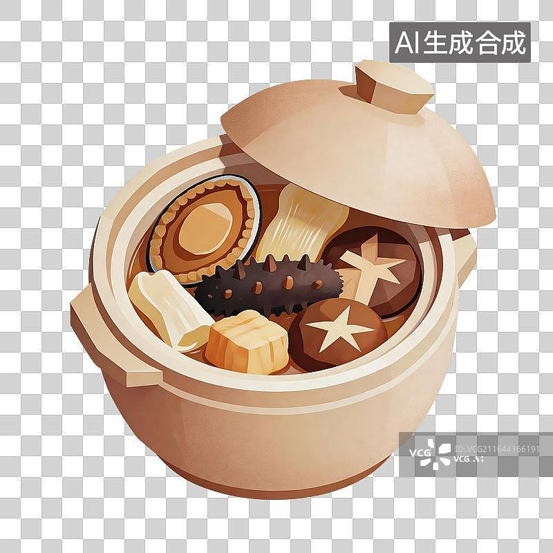 【AI数字艺术】佛跳墙美食插画图片素材