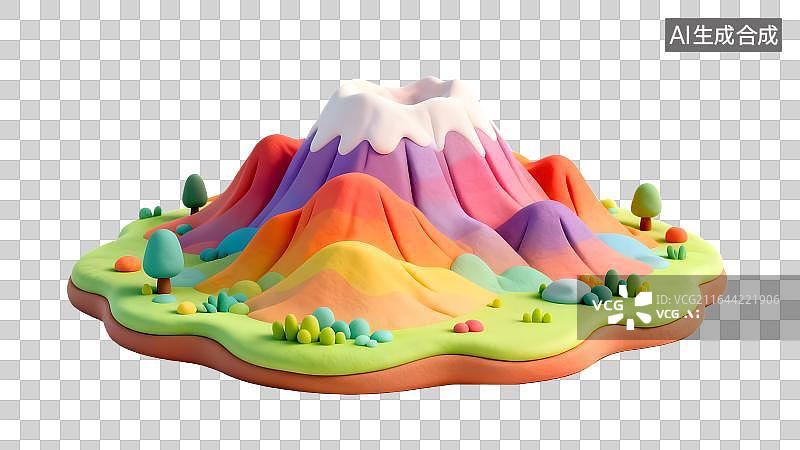 【AI数字艺术】多彩粘土山景模型图片素材
