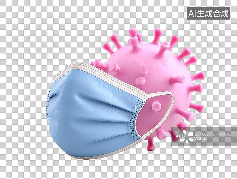 【AI数字艺术】卡通口罩和病毒图片素材