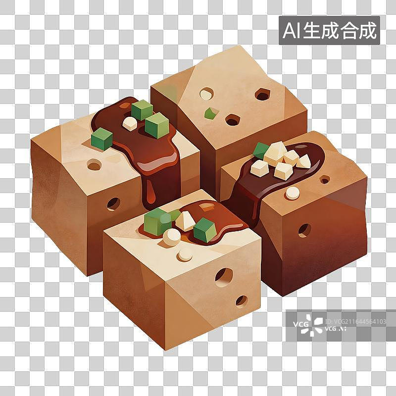 【AI数字艺术】臭豆腐美食插画图片素材